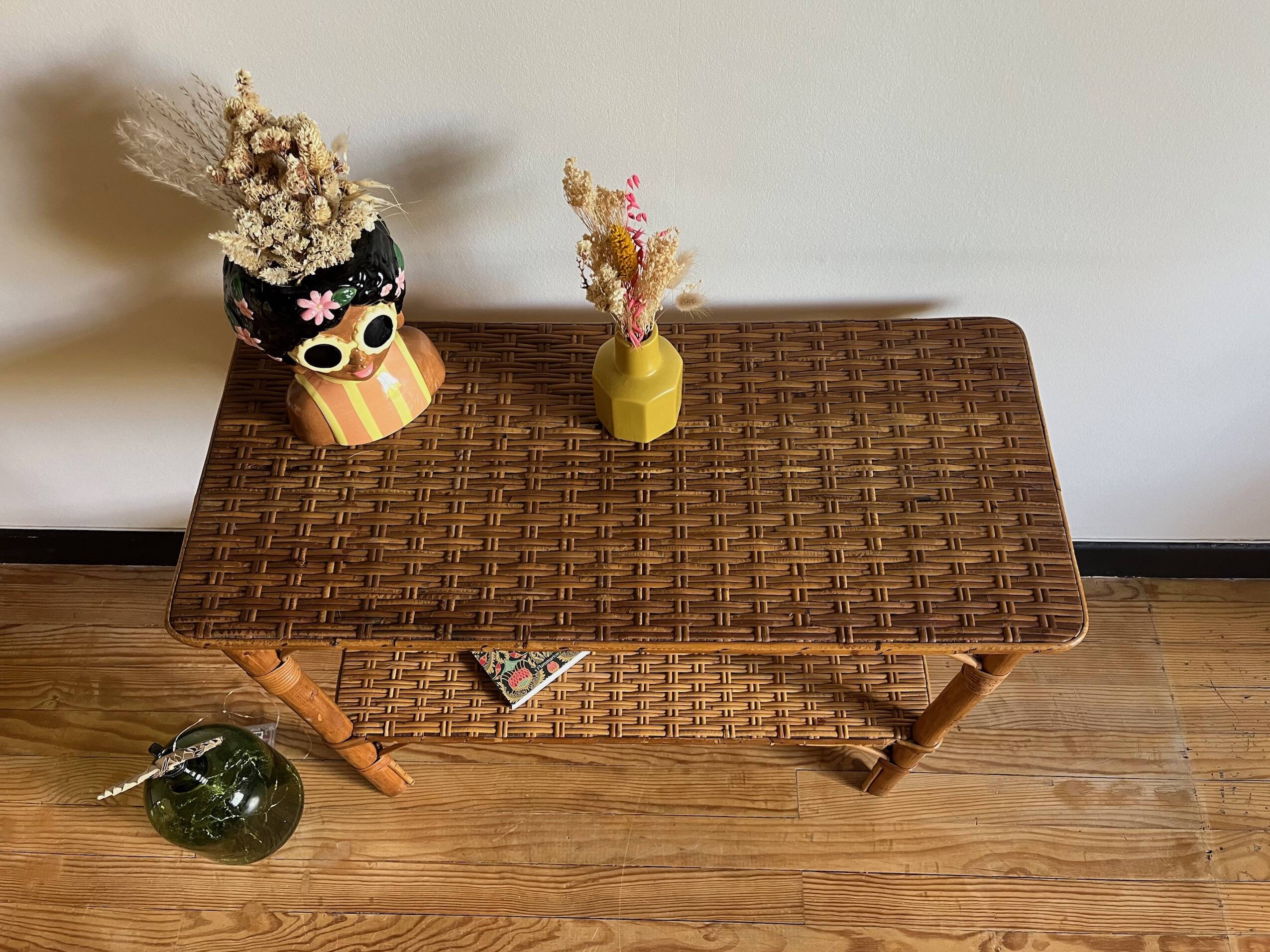 Vintage rattan shelf, console