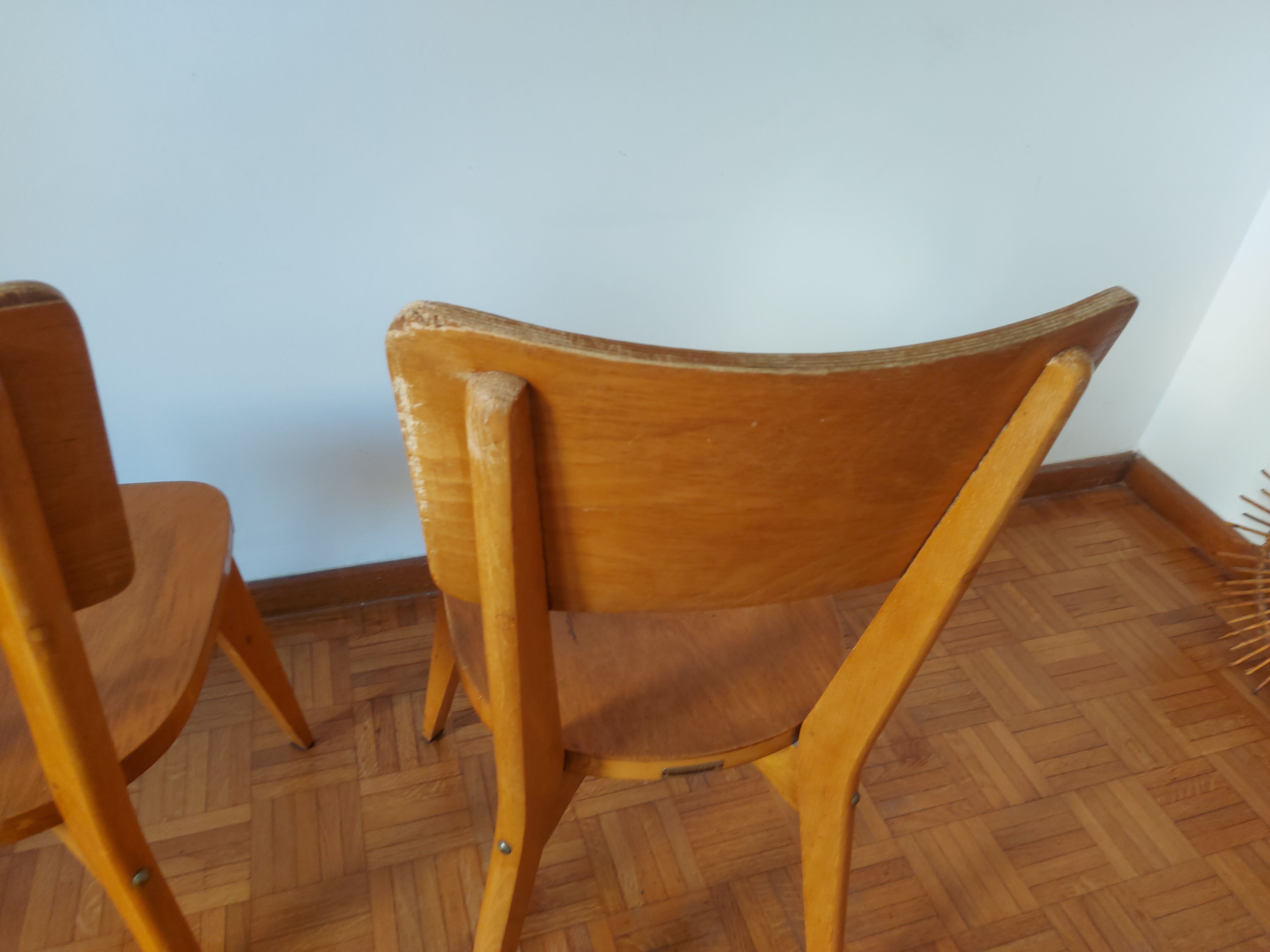 TWO ONE-PIECE VINTAGE WOODEN CHAIRS
