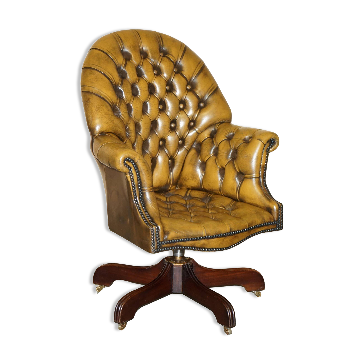 Vintage Leather Chesterfield Director's Armchair