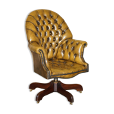 Fauteuil Chesterfield Directeur Vintage en Cuir
