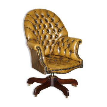 Vintage Leather Chesterfield Director's Armchair
