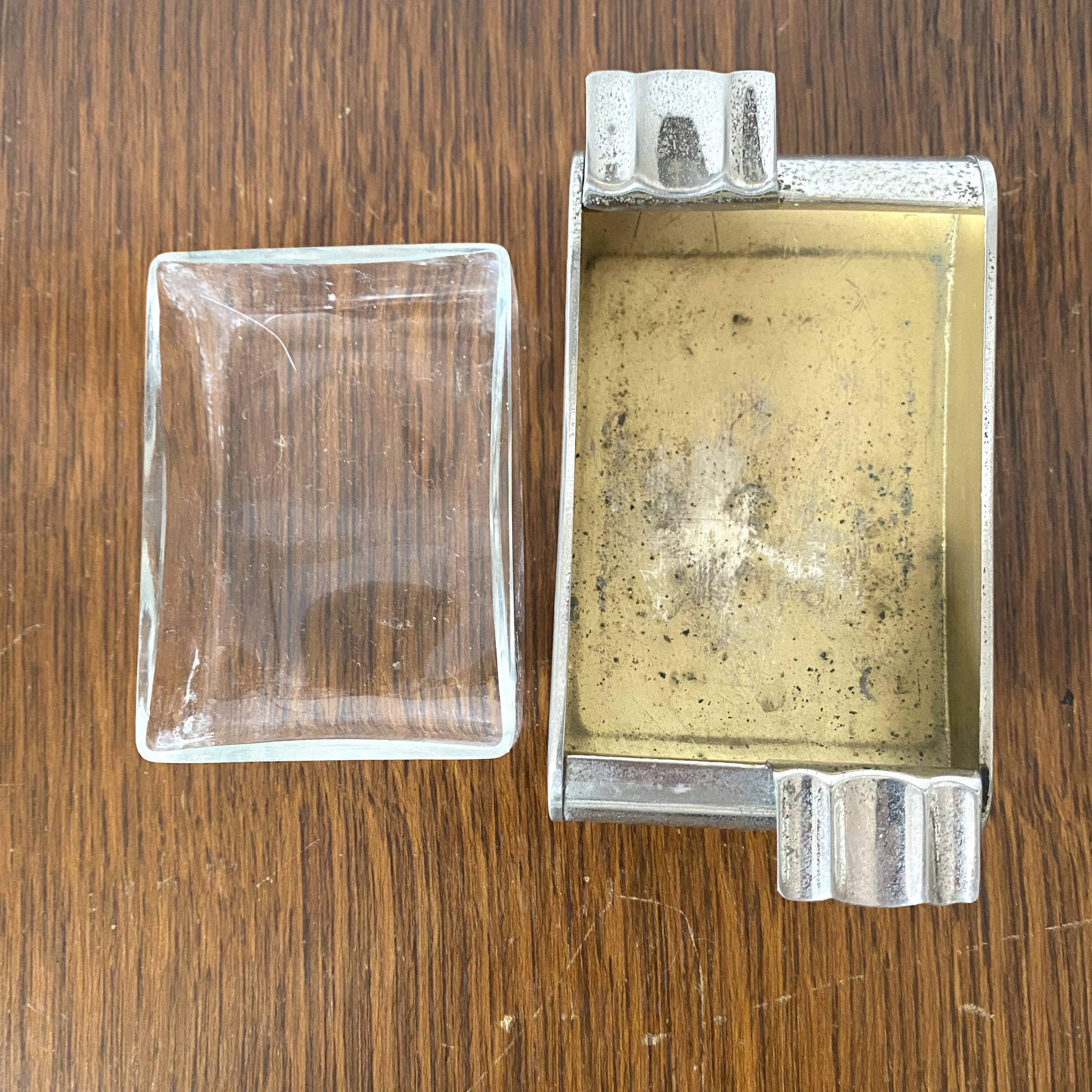 Art Deco ashtray in chromed metal and glass