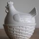 Sugar bowl with white ceramic hen decoration