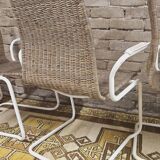 Set of 4 wicker armchairs 1970