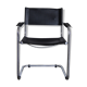Fauteuil vintage en chrome et simili cuir noir