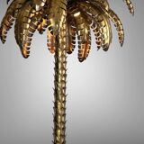 "jansen" style lamp in the shape of a palm tree in golden metal, 181 cm tall