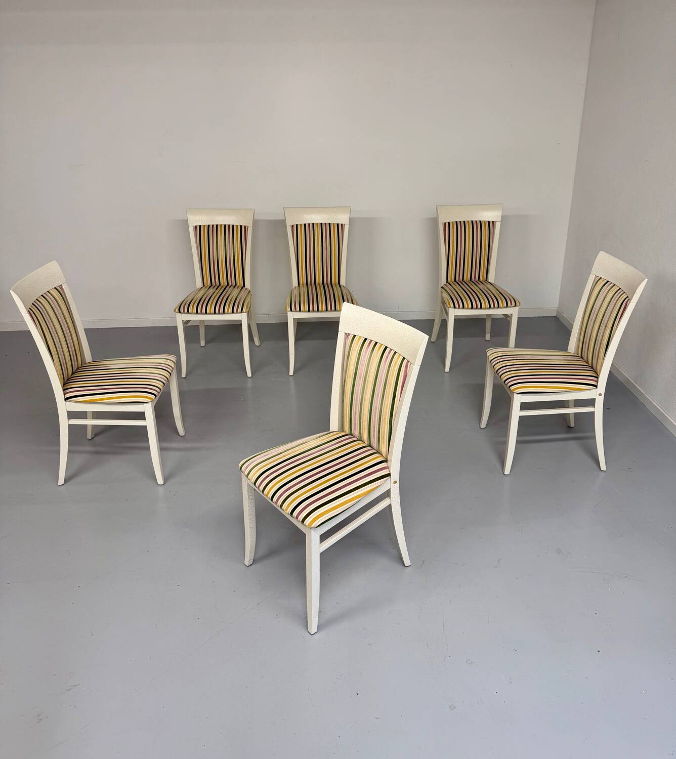 6 thonet gebruder designer chairs with crackle lacquer finish, 1980s vintage