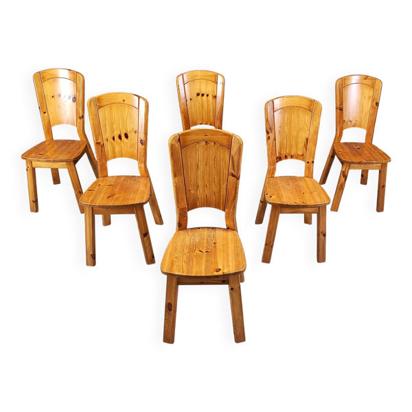 Chaises de salle à manger en pin vintage - années 1970