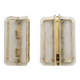 Pair of Curved Clear Ribbed Murano Glass and Brass Wall Sconces