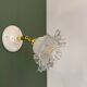 Vintage tulip glass wall light in transparent, slightly pearlescent white.