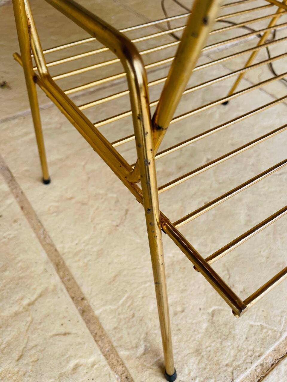 Vintage articulated floor lamp with shelf and magazine holder 1960s