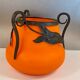 Orange glass vase, signed Val, 30s/40s