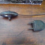 Art deco table lamp, marble, opaque glass and granite, animal in bronze patinated regulator