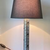 Industrial lamp polished metal and fabric kaki vintage
