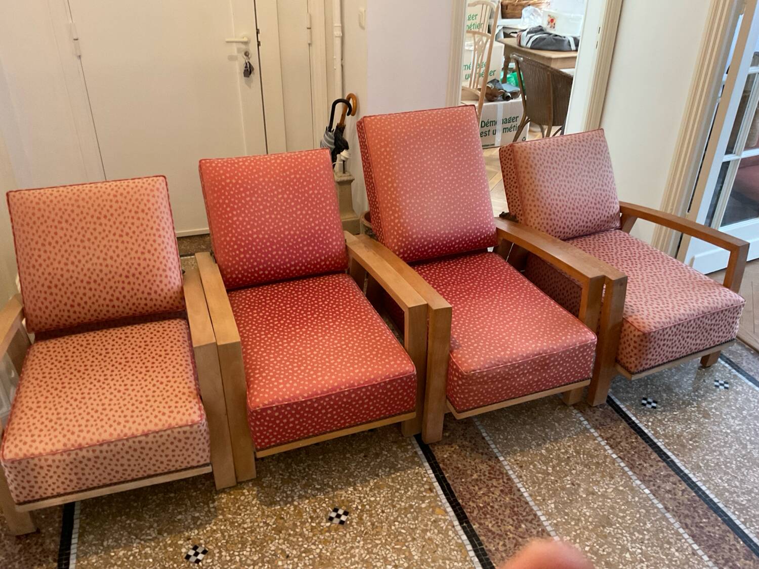4 modernist reclining chairs circa 1950