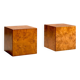 Set of Two Beautiful Burl Wood Cube Tables, Italy 1970s