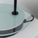 Black Metal Table Lamp with Clear Glass Base - Postmodern Memphis Italian Design, 1980s