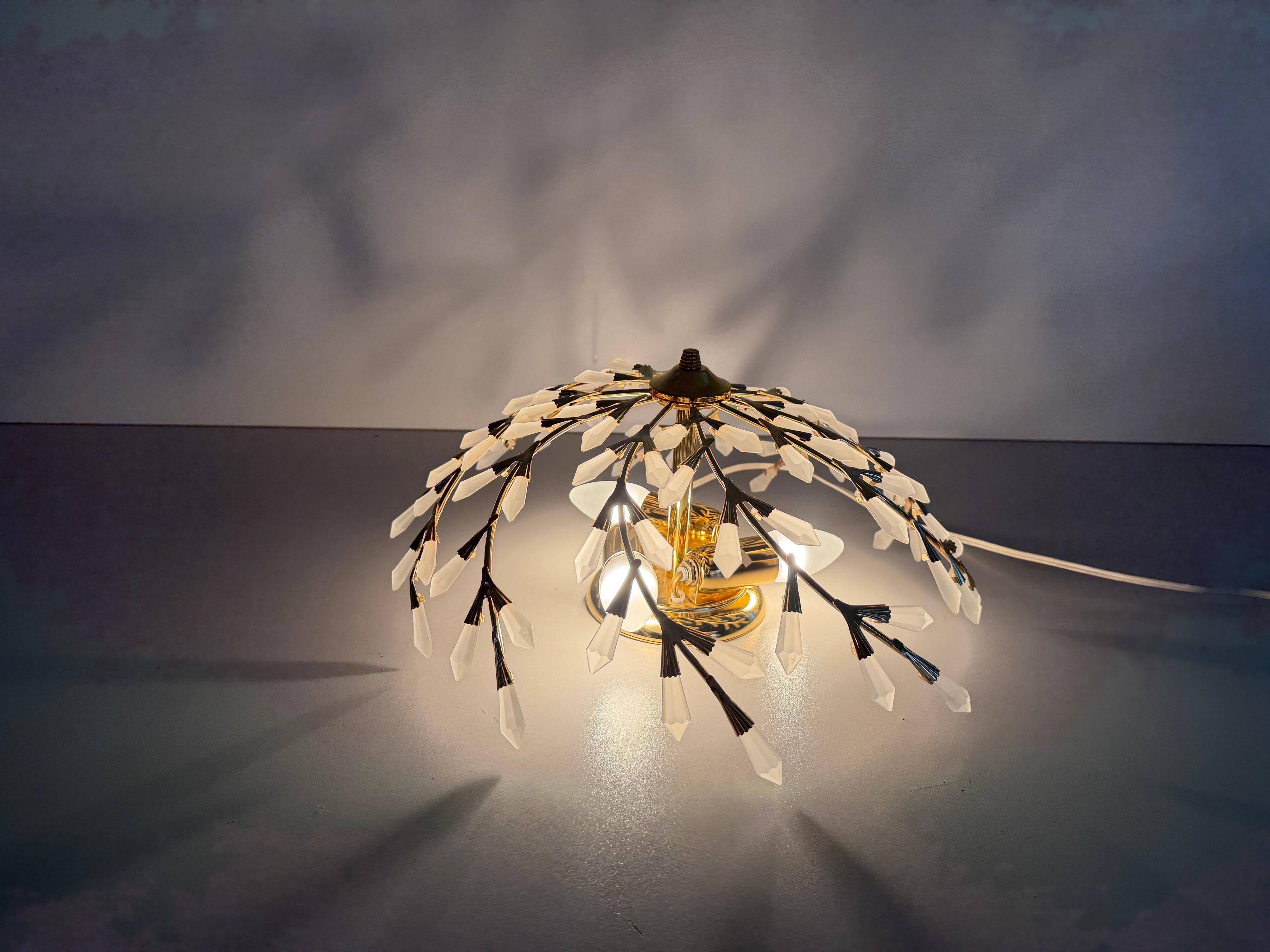 Flush mount Flower Design in crystal glass and gilded metal, 1980s, Germany