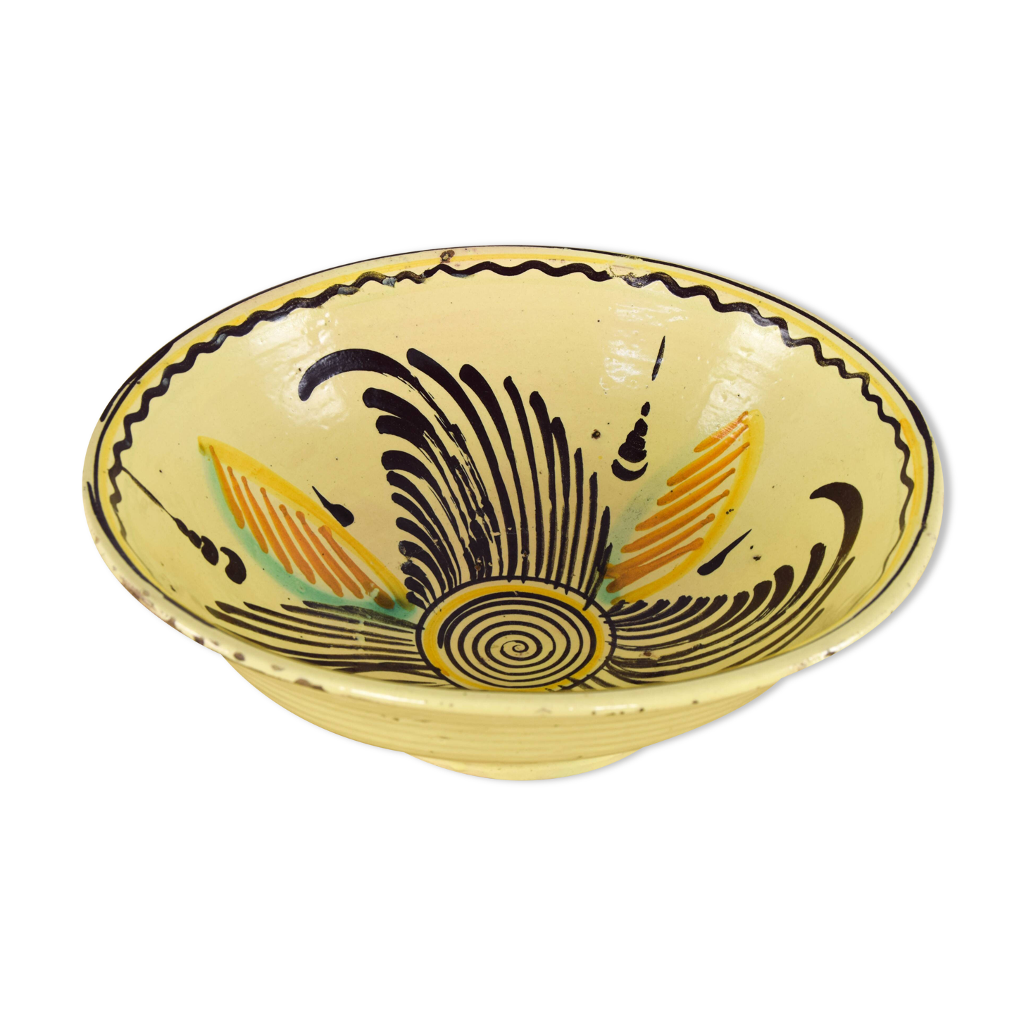 Antique Puente de Arzobispo Talavera Handmade Ceramic Glazed Lebrillo Bowl