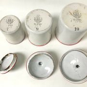 Serie de pot a epices bb freres en tole emaillee cafe pates antique collection