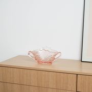 Pink pressed glass bowl, Italian design, 1970s, made in Italy