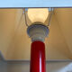 Scandinavian lamp in vintage red painted wood 90s