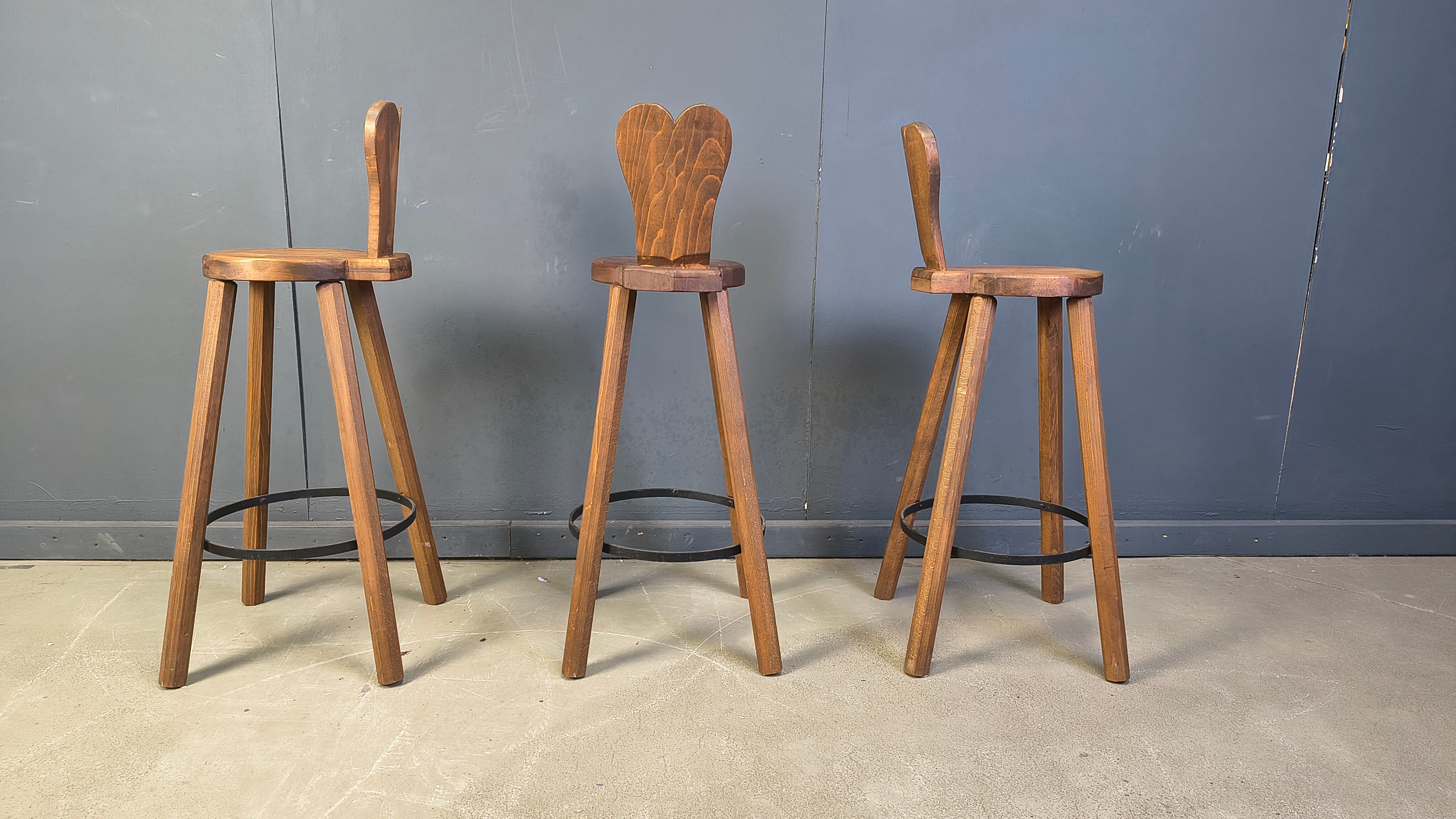Vintage brutalist bar stools, 1960s - set of 3