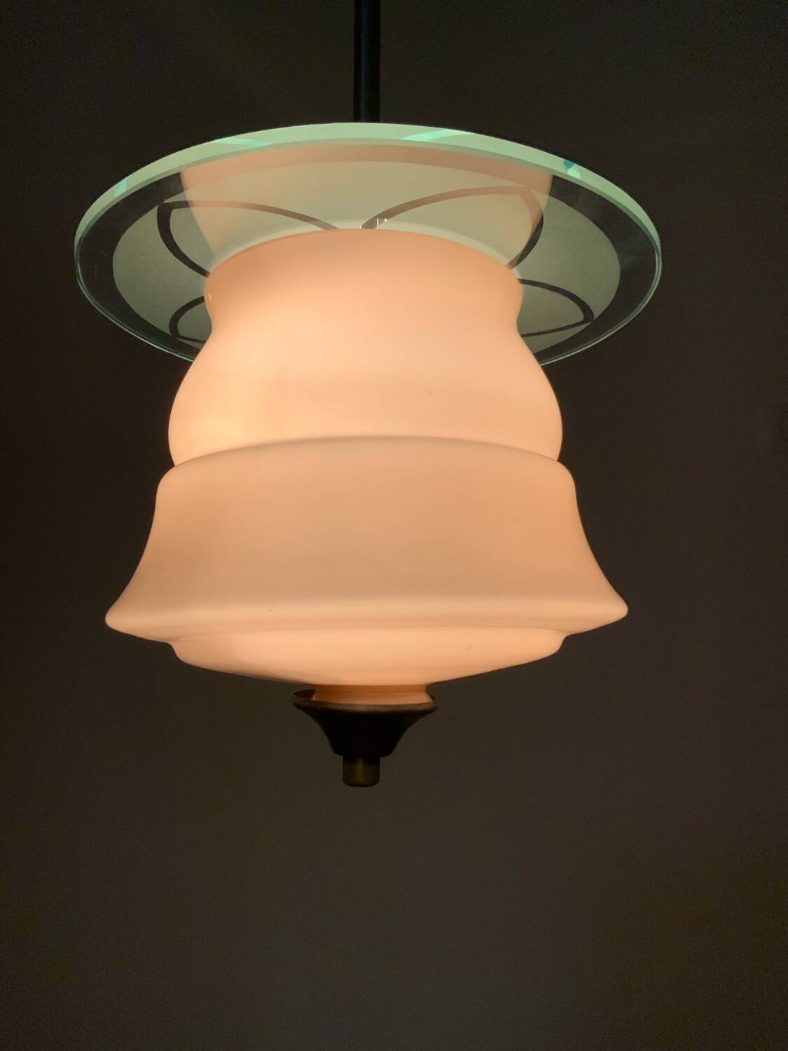 Pink opaline pendant light