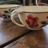 Pair of hand-painted floral-decorated jugs