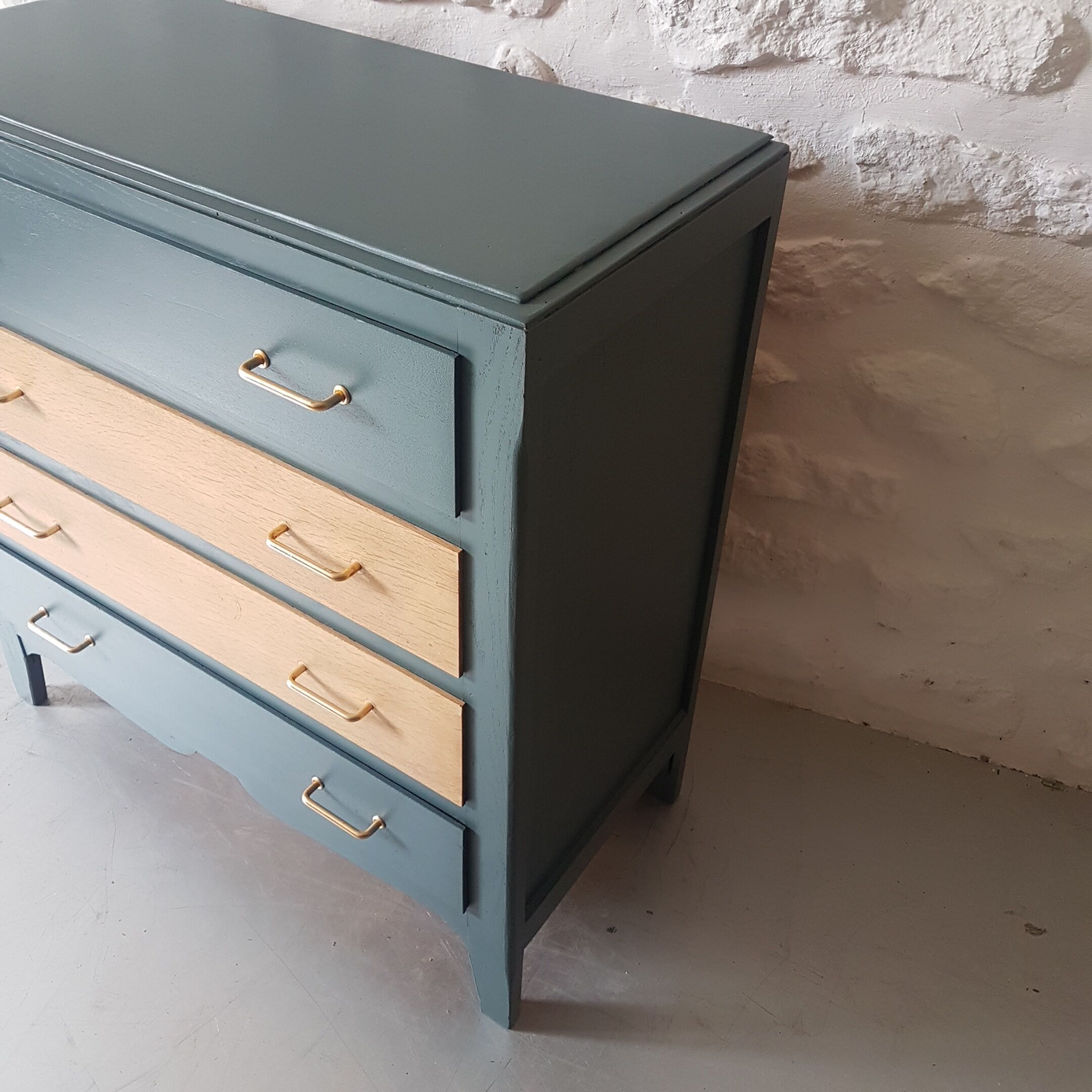 Vintage blue wood chest of drawers