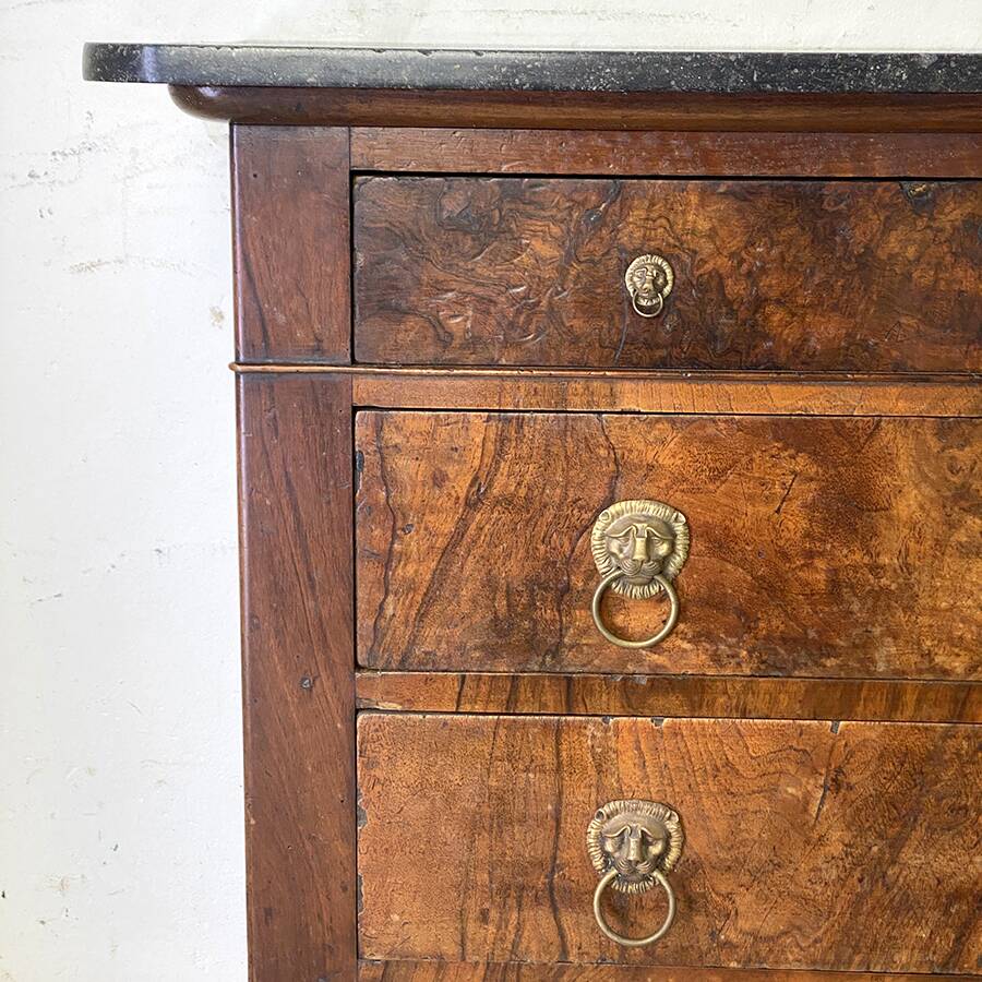 19th century chest of drawers with black marble top
