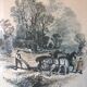 Set of 4 framed antique prints - 4 seasons