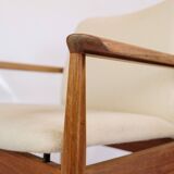 Set Of 2 Diplomat Chairs Made In Teak & Light Wool Fabric By Finn Juhl From 1960s