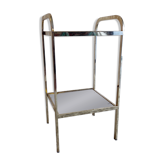 Table d'appoint en métal doré et verre fumé - années 70/80