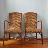 Pair of vintage rattan armchairs