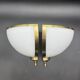Pair of corner sconces in golden brass and matt opaline