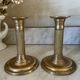 Pair of fluted column candlesticks in brass