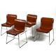 Ensemble de 4 chaises vintage italiennes en chrome et cuir des années 1970