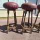 Lot de 4 tabourets de bar cuir et bois