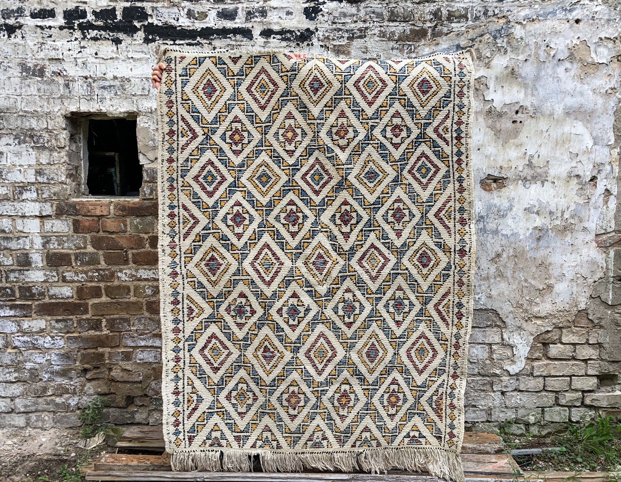 Tapis marocain en laine écru 160x118cm