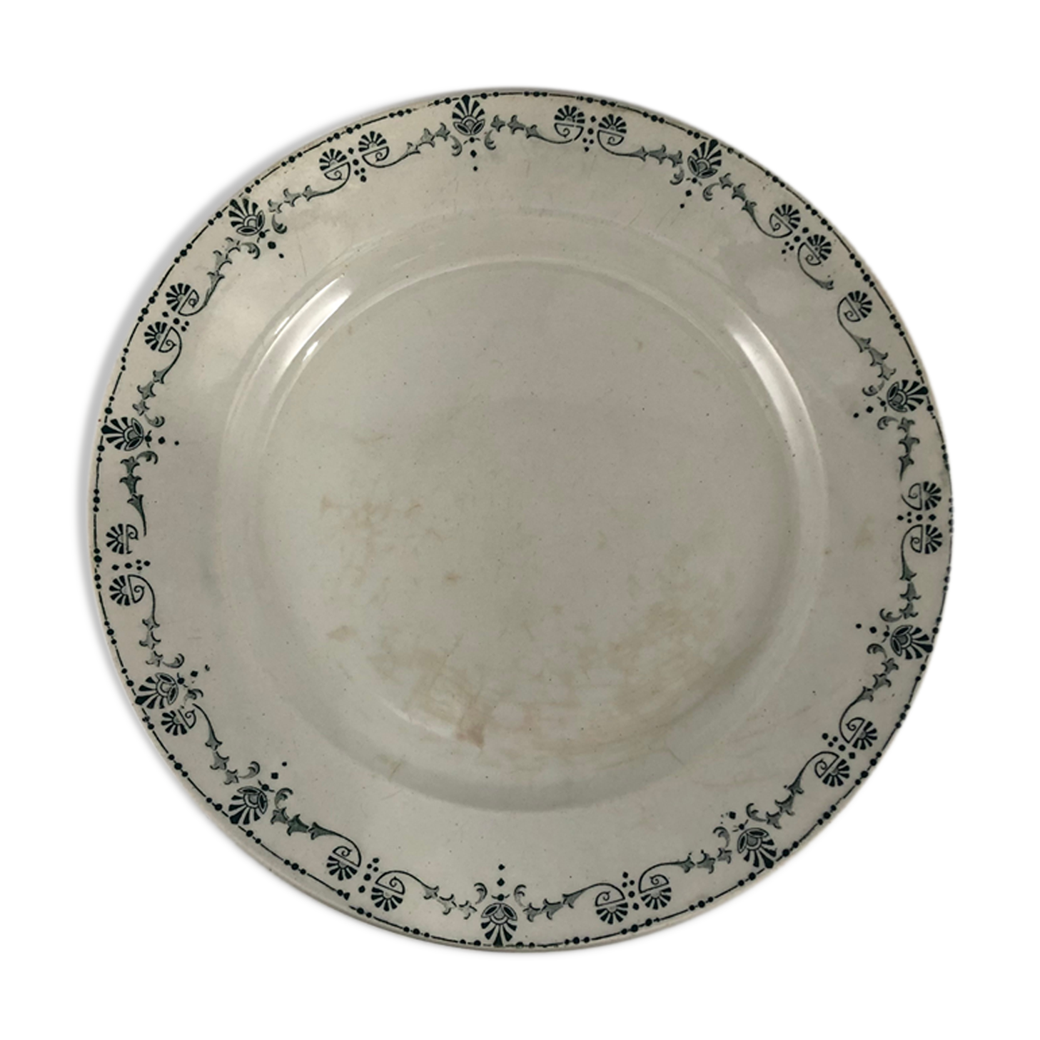 Old round serving dish Gien model Etruscan iron earth