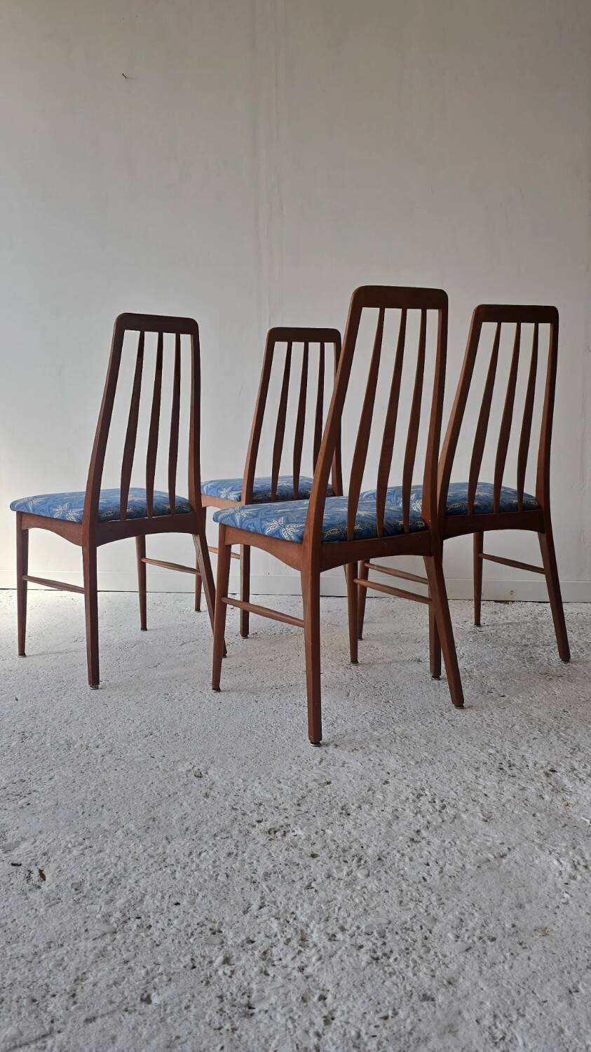 Set of 4 "Eva" chairs in teak by Niels Koefoed – Denmark – 1960s