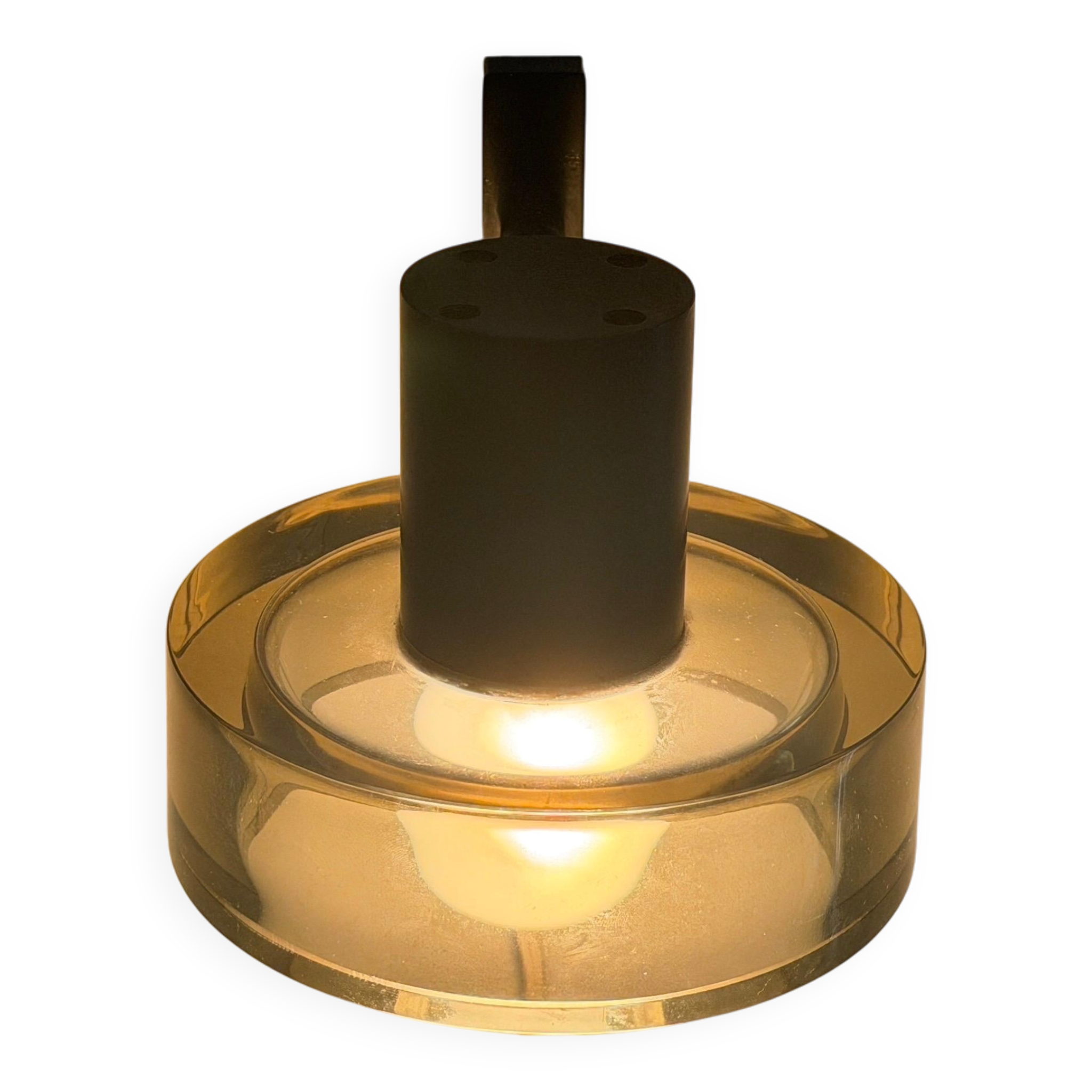 Simple wall light in glass and yellow-brown metal by Seguso, 1950s, Italy.