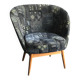 Set of vintage grey fabric armchairs, lacquered structure from the 1960s Arts & Crafts.