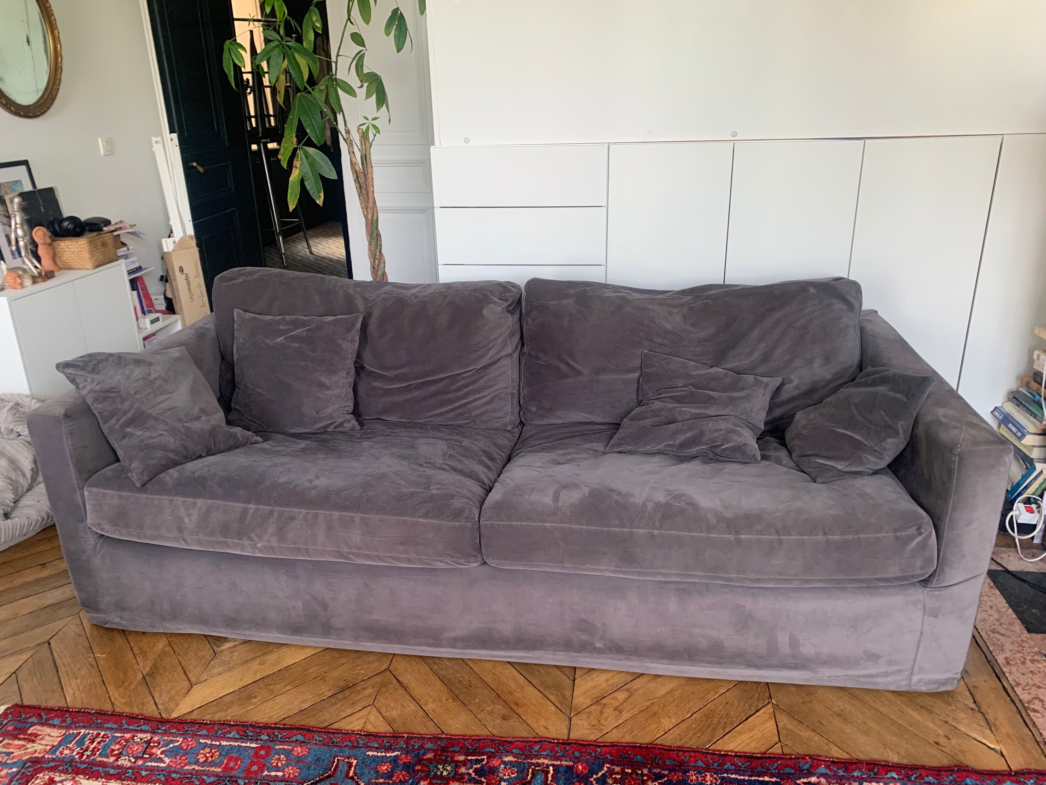 Anthracite grey velvet sofa