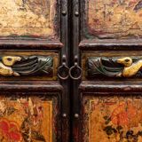 Antique Chinese wardrobe with 4 doors and 3 drawers.