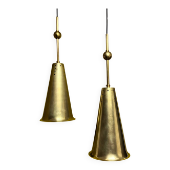 Pair of brass pendants, Norway, 1950s