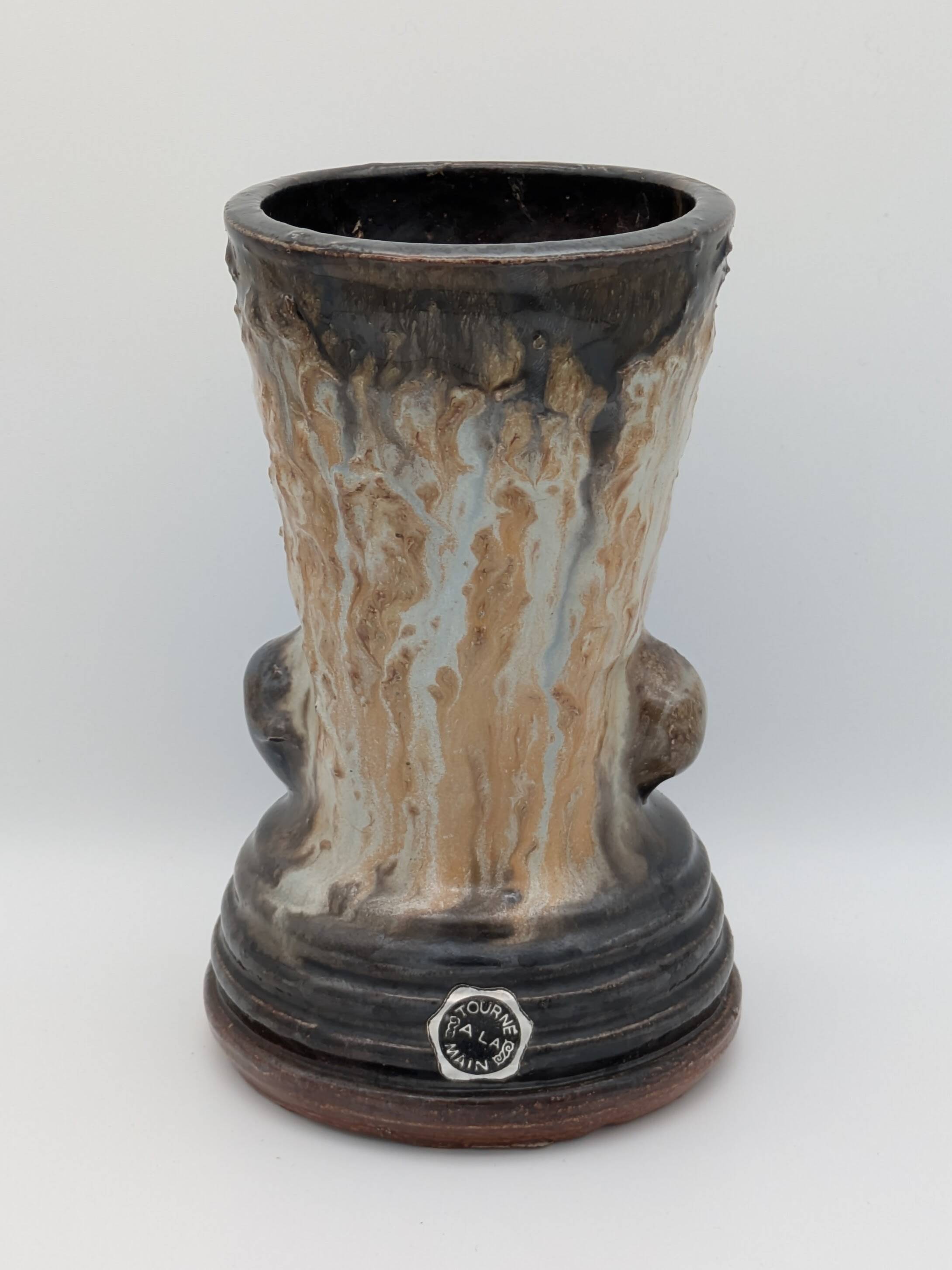 Roger Guérin (Bouffioulx) - Sculptural Vase Salt Glaze - Drip Decoration 1940