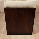 Art deco bench in beige velvet and veneer wood