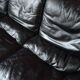Black leather sofa bed 3 places Roche Bobois from the 80s